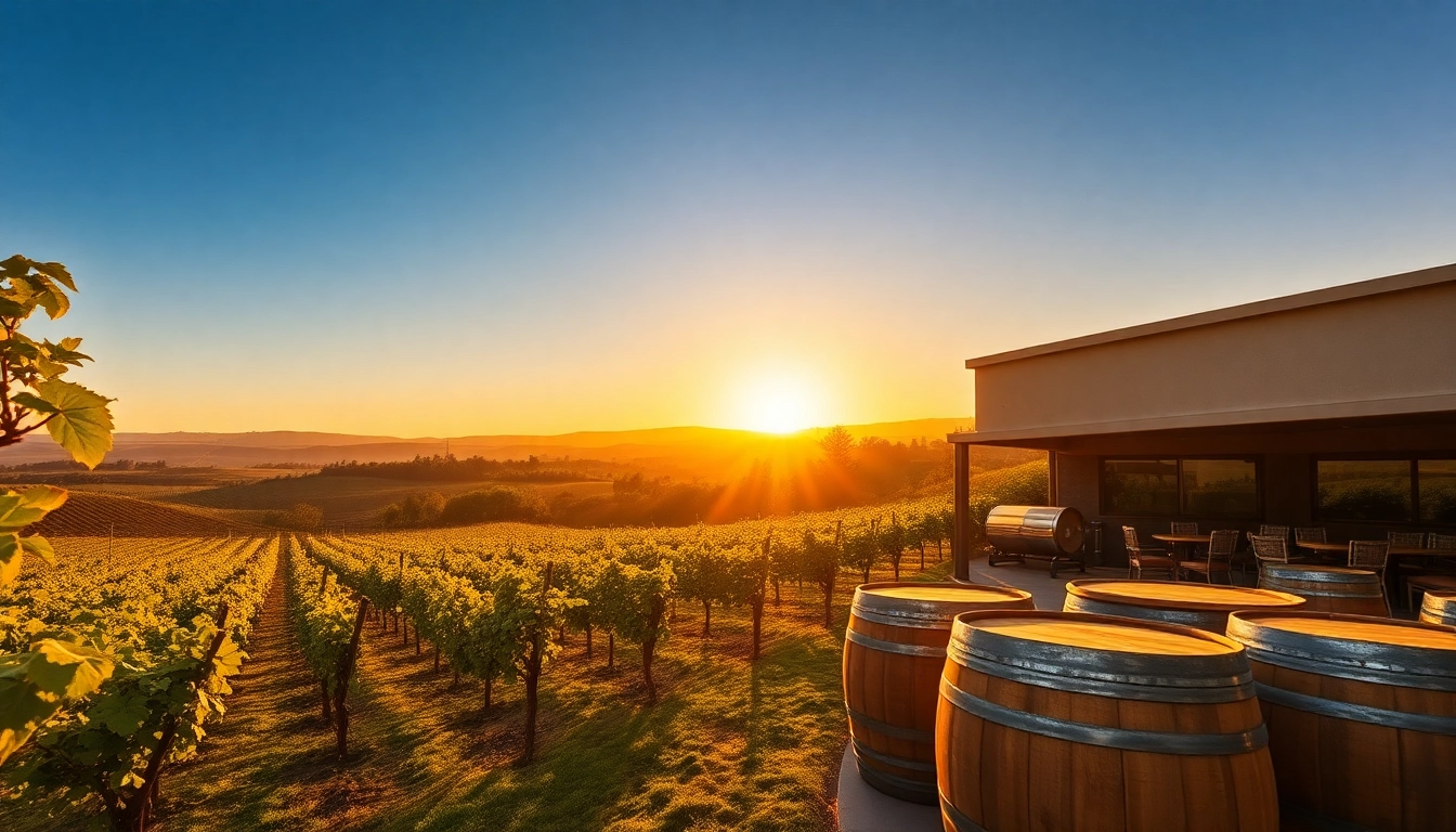 Enjoy a vibrant scene of Sacramento Wineries with outdoor tastings and lush vineyards.